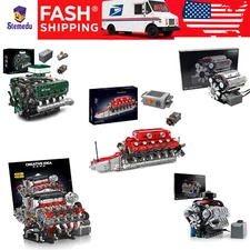 Mould King V8-V12 Engine Model Kits MOC Building Blocks Set w/ Battery Motor DIY