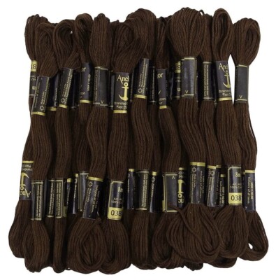 Anchor Thread Stranded Cotton Thread Stitch Embroidery Floss Dark Brown 8m 25Pcs