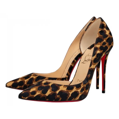 Christian Louboutin Iriza 100 Black Brown Silk Soie Leopard Sandal