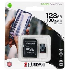 Kingston Canvas Select Plus 128GB microSD Card with Adapter, Black Cable - 26843