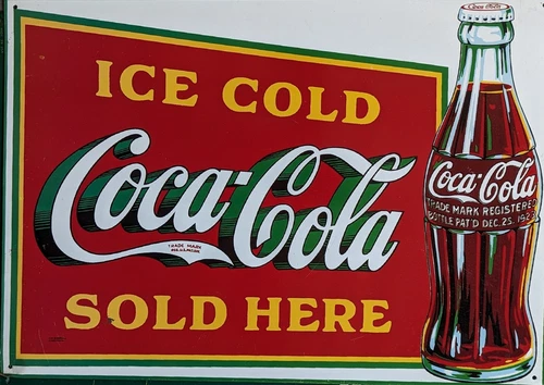 Antique Vintage Collectible Metal Advertising sign Ice Cold Coca Cola Sold Here