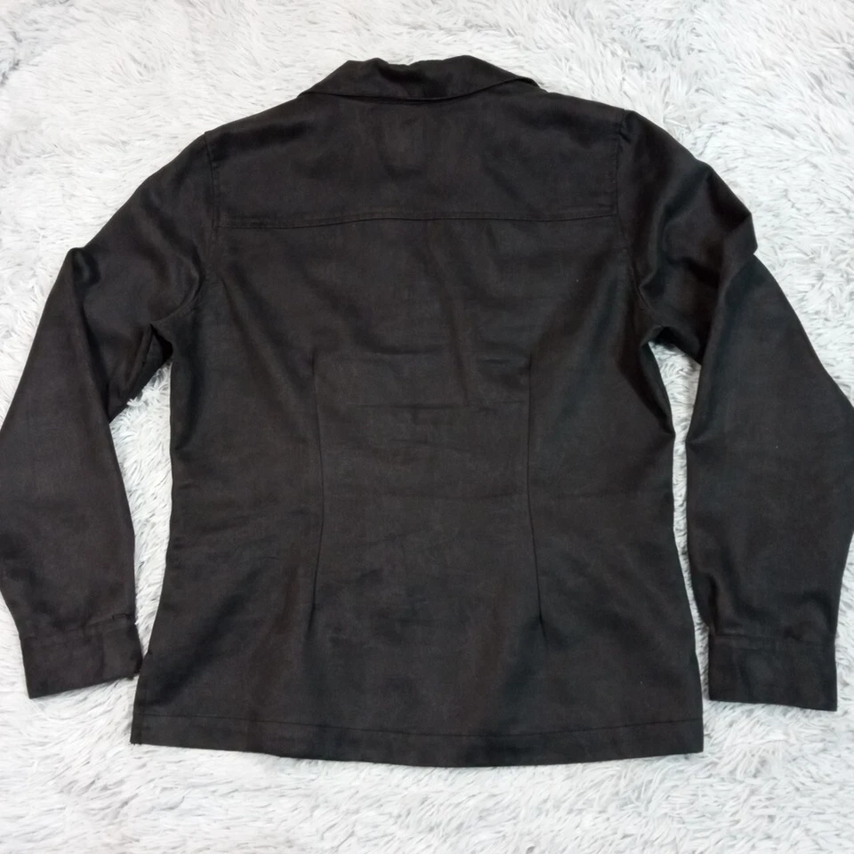 Camisa De Colección Caribbean Joe Para Mujer Negra M Imitación Gamuza Abotonada Carrera Informal Foto 2 de 4