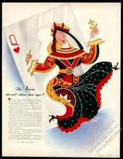 1942 Queen of Hearts playing cart art Johnson's Wax vintage print ad
