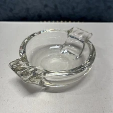 Mid Century Vintage Art Deco Small Round Clear Glass Ashtray 4”