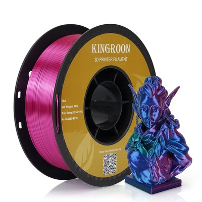 Kingroon PLA 3D Printer Filament Triple Color Silk PLA Filament Dimensional A...