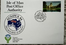 Isle Of Man Post Office Authority Ausipex 1984 First Day Of Issue/Postcard