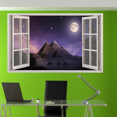 Ägypten Kamel Wohnwagen Himmel Gizeh Pyramide Wandaufkleber Kunst 3D Poster Aufkleber Wandbild RJ1