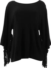 Antthony Wide Fringe Slv Sweater BLACK L NEW (466)