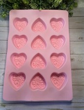 12 Cavity Victorian Heart Candy Mold-Mini Hearts Silicone Mold-Chocolate Mold