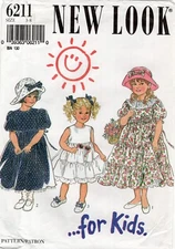 New Look 6211 Sleeveless or Puff Sleeve Dress w Gathers, Tiers Sz 3-8 UNCUT 90s