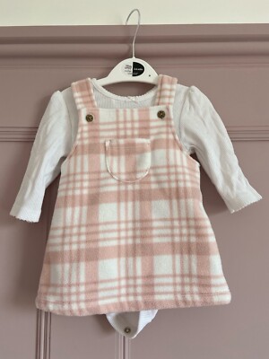 George Pink Checked Baby Pinafore Dress (Up to months) UK