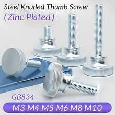 M3 M4 M5 M6 M8 Steel Knurled Thumb Screw Step Bolt 6mm - 50mm Zinc Plated