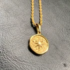 Pendentif charme collier North Star or 18K en acier inoxydable pour hommes et femmes