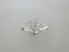 Round Textured Semi Swirl Solitaire Ring Setting Sterling Silver