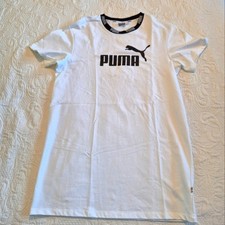 Puma Amplified women's size Medium Tee Dress white with black print NWOT