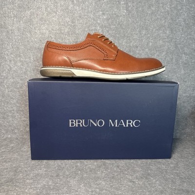 BRUNO MARC Men's Polished Plain Toe Oxford Dress Sneakers Size 9.5 Brown NEW