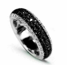 2Ct Round Cut Black Lab Created Diamond Wedding Band Ring 14K White Gold Plated