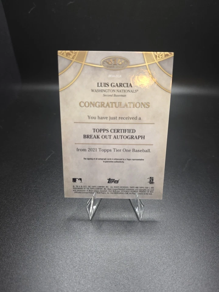 2021 Topps Tier One Luis Garcia Rookie Certified Break Out Auto 199/300 RC - Image 2 of 2
