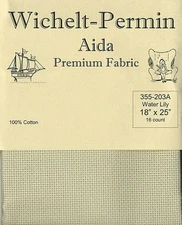 Wichelt Permin Premium Aida Cross Stitch Fabric 16 Count Water Lily 18 X 25