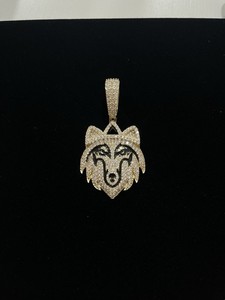 Authentic Hip Hop Pendant King Crown Wolf Iced Out CZ Gold Plated Charm With Enamel Large