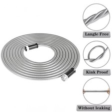 Stainless Steel Metal Garden Water Hose Pipe 25/50/75/100FT Flexible Lightweight