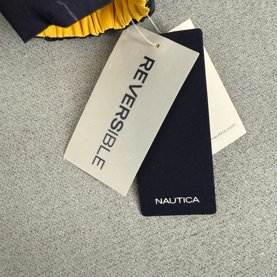 Y2K Nautica Down Reversible Puffer Jacket Mens M Tartan Plaid 90’s Yellow NWT - Image 4 of 4