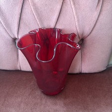 Handkerchief vase, ruby red