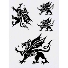 4 x 'Welsh Dragon' Temporary Tattoos / Transfers TO00004816 
