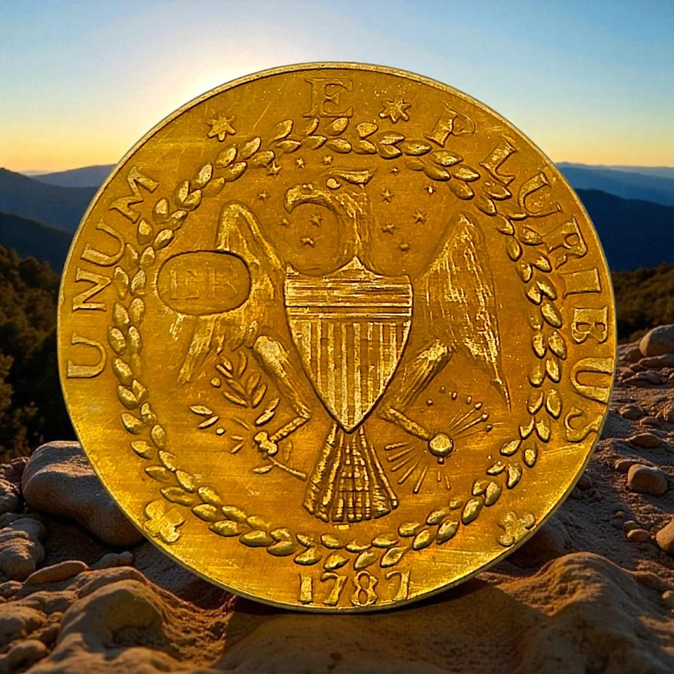 Moneda ficha tallada novedad doble chapada en oro Brasher 1787 Foto 2 de 4