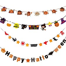 4 Pack Happy Halloween Banner Paper Backdrop Indoor Outdoor Party Decor