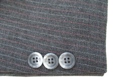 Vtg 70s Haggar Dark Gray Red Pinstripe Disco Pimp 2-Pc Suit Wide Leg WASHABLE 44