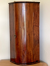 Antique Bow Fronted Corner Wall Cabinet Cupboard