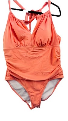 NWT Kona Sol Women s Peach Tummy Control Full Coverage Halter Swimsuit SZ 17