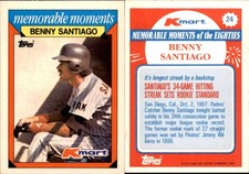 1988 Topps Kmart Memorable Moments #23 Benny Santiago Padres Baseball Card