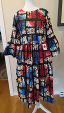 Ankara Inspired African Print Midi Dress Bell Sleeve Pockets Fit Flare Colorful
