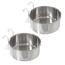 Set of 2 Stainless-Steel Dog Bowls - Cage, Kennel, and Crate Hanging Pet Bowl...