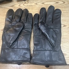 Men's Black Genuine Leather Gloves S/M Lined Polyester Wrist Solid Winter 8