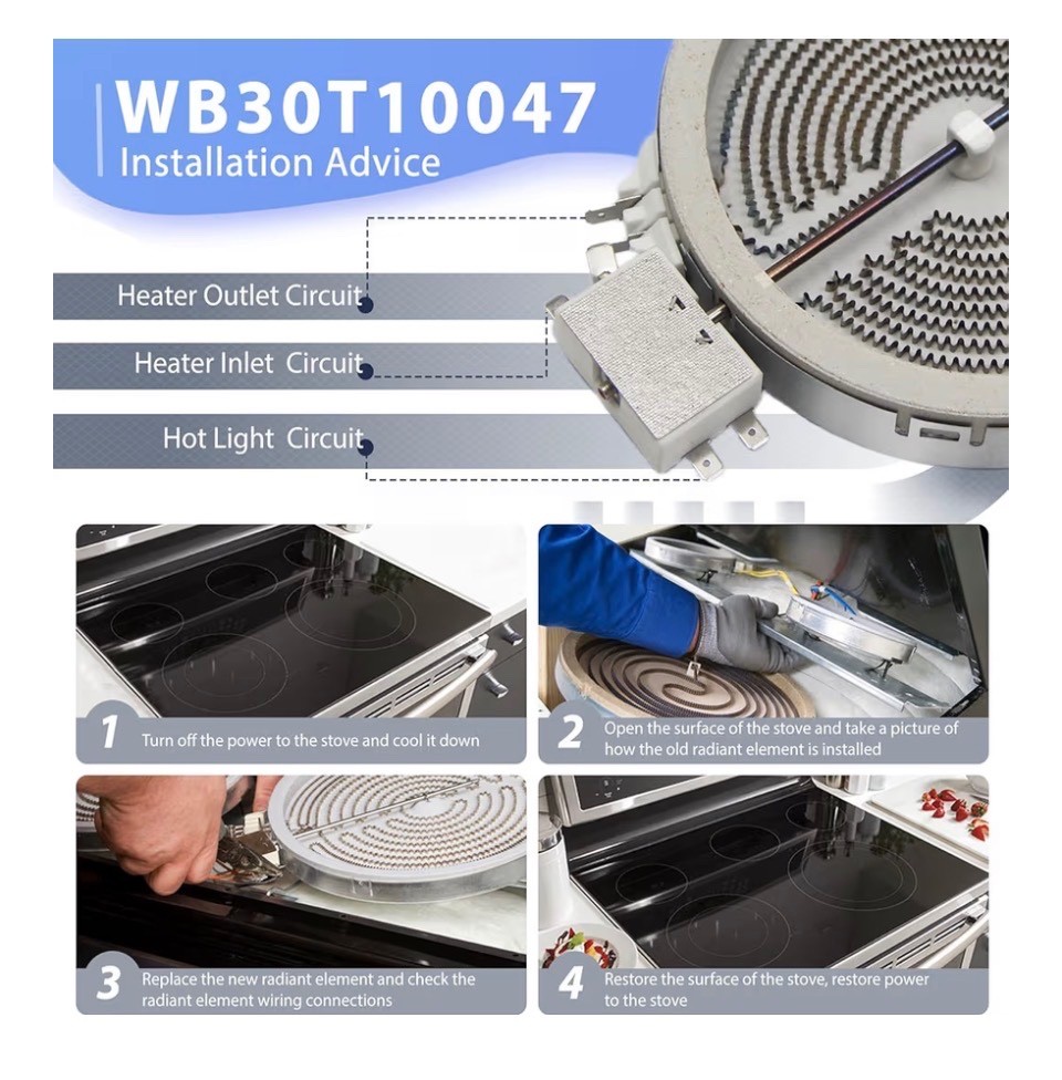 WB30T10047 for GE Range Glass Smooth Top Burner Element AP2027789 PS243905