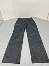 Express Pants Womens 10L Black Modern Straight Super High Rise Faux Leather