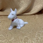 Vintage LE Smith White Milk Glass Scottie Dog Small 2 7/8" w/ Red Collar