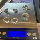 Sterling Silver Turquoise Jewelry Lot 7 Pieces Rings Earrings Pendant Vintage