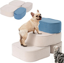 Pet Stairs for Small Dogs - 3-Step Foam Ramp for Bed  Couch Access