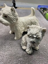 Vintage Large Beswick WEST HIGHLAND TERRIER Dog figure + smaller one (Gloss) VGC