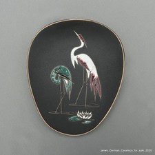 Ruscha 60er Jahre Wandteller_ Dekor Reiher im Teich schöne Fa _ 739-1 Zustand 1A