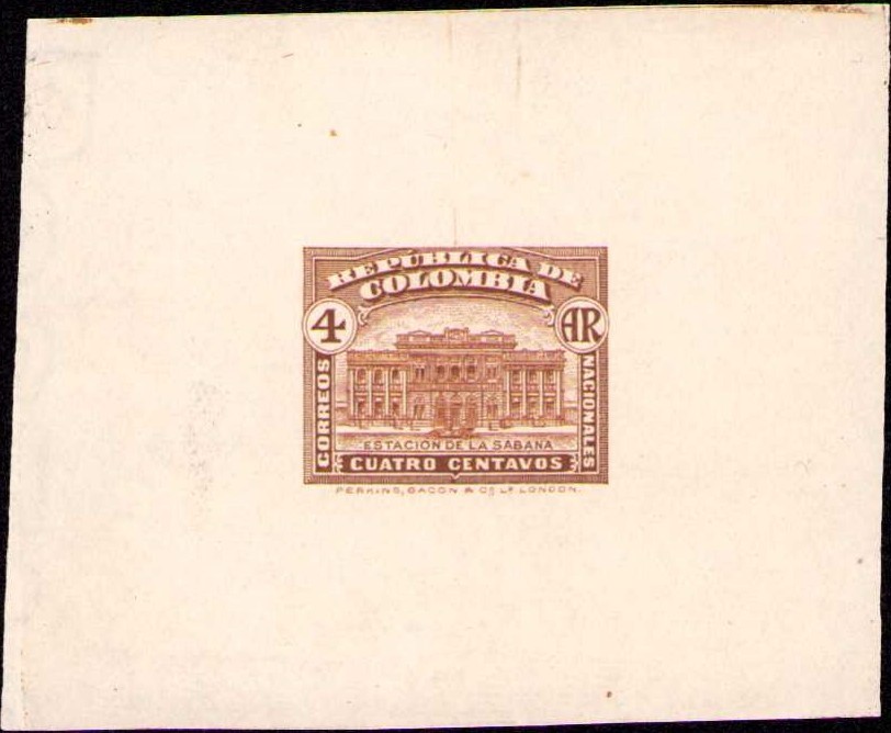 COLOMBIA - ACKNOWLEDGMENT OF RECEIPT - 4c STAMP - PROOF  - 1917 - Sc H18p RRR