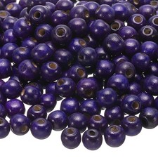 300Pcs Natural Wooden Beads for Crafts Purple 11 x 12mm 4mm Hole 