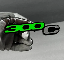 2PC(pair)300C Emblem Fender Badges MblackGreen on Black Custom Design.