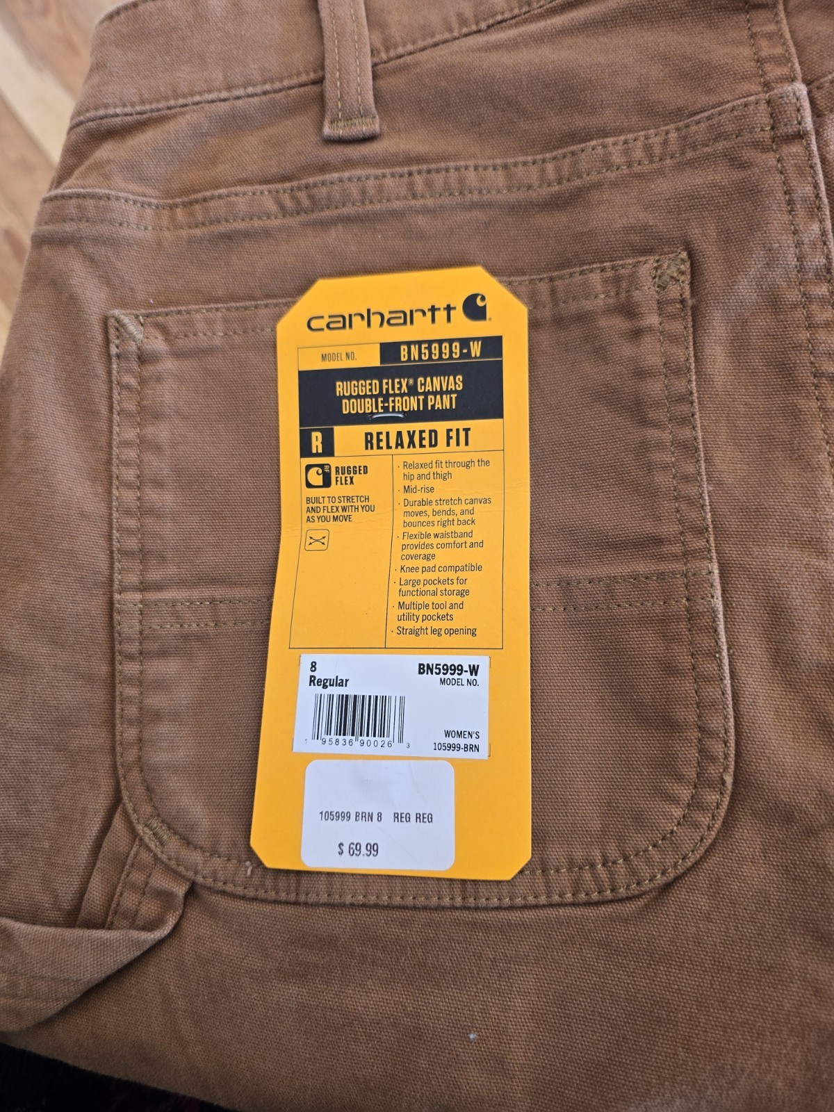 Carhartt Women's Size 8 Regular Rugged Flex Canvas Double Front Pants BN5999-W thumbnail 4