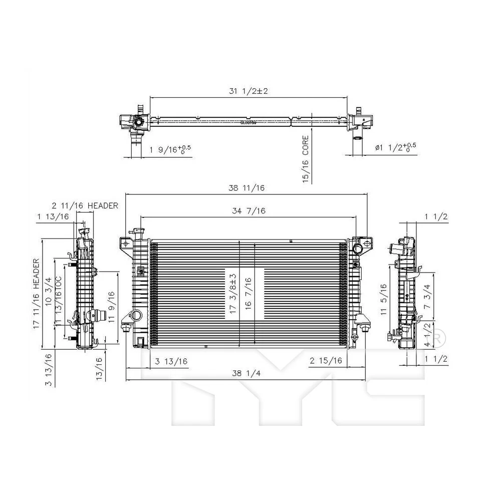 Conjunto de radiador TYC 13098 para Ford Lincoln Expedition F-150 Navigator 09-14 Foto 3 de 4