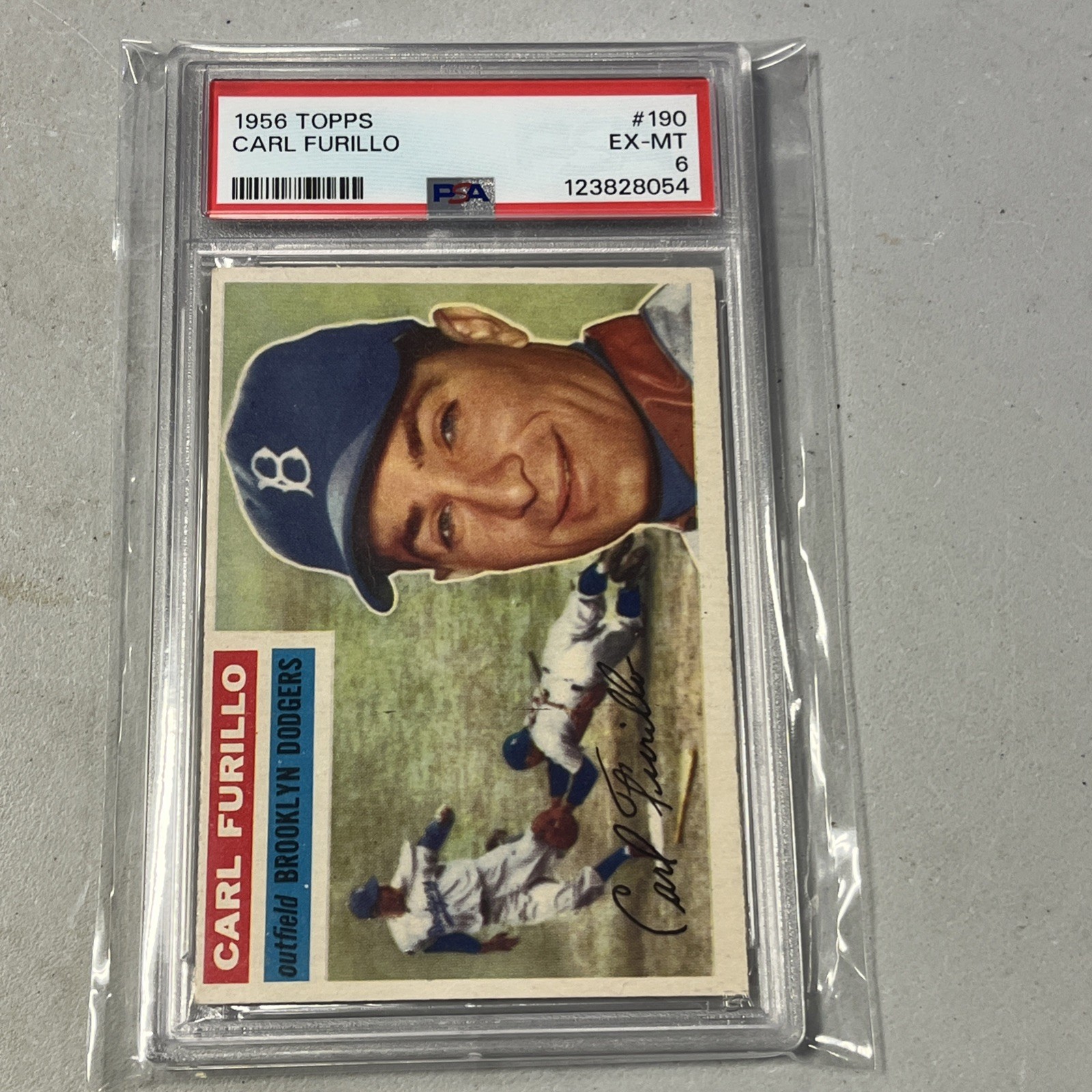 1956 Topps #190 Carl Furillo PSA 6 EX-MT Los Angeles Dodgers VINTAGE